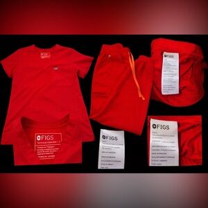 Figs Women’s Set - RARE- POP RED - PO# 6231 - EUC - Small/Small Regular